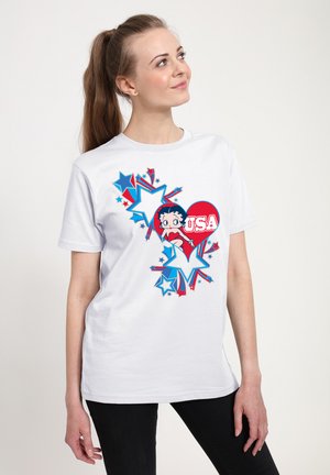 BETTY BOOP AMERICANA USA STARS HEART - Camiseta estampada - white