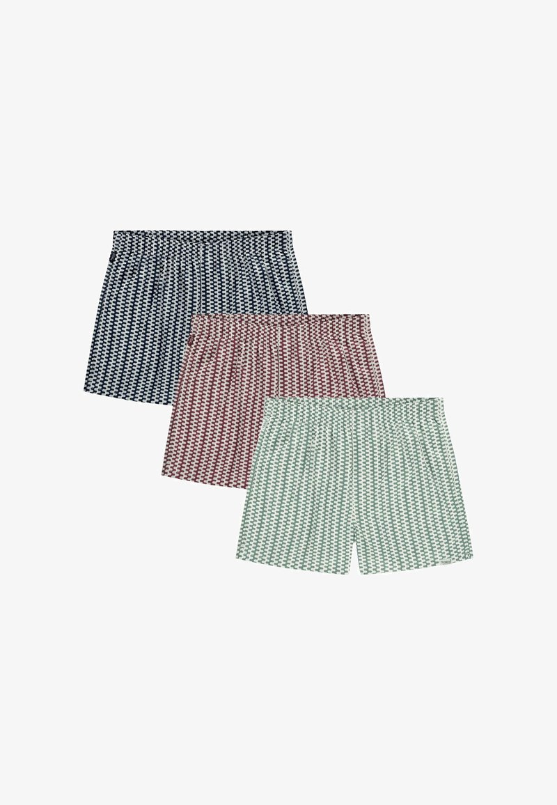 Tri páry boxeriek v námořní modrej, burgundskej a zelenej farbe. Majú kockovaný vzor a elastický pás pre pohodlie.