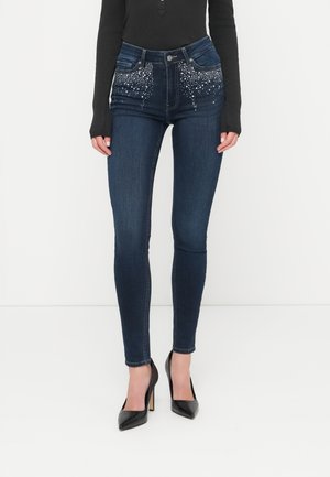 ONLPAOLA RHINESTONE - Jeans Skinny Fit - dark blue denim