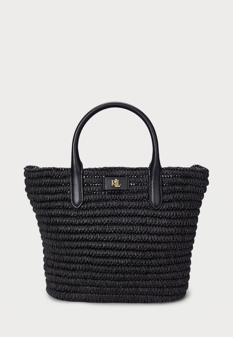 Lauren Ralph Lauren - WOVEN STRAW MEDIUM BRIE TOTE BAG - Pirkinių krepšys - black, Padidinti