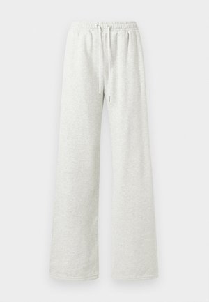 Light gray wide-leg sweatpants with elastic waistband and white drawstrings, displayed on a plain white background.