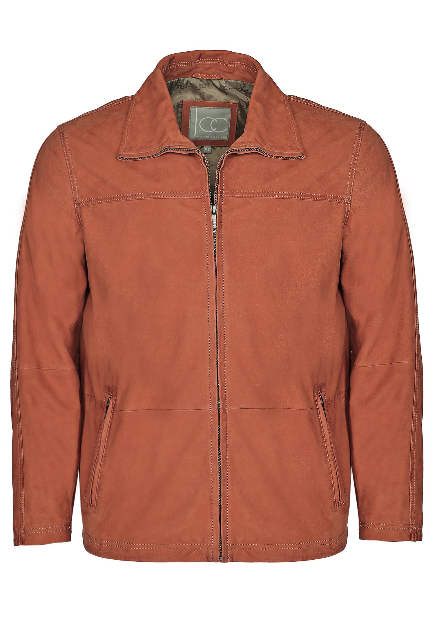 JCC Leather jacket - brick/orange - Zalando