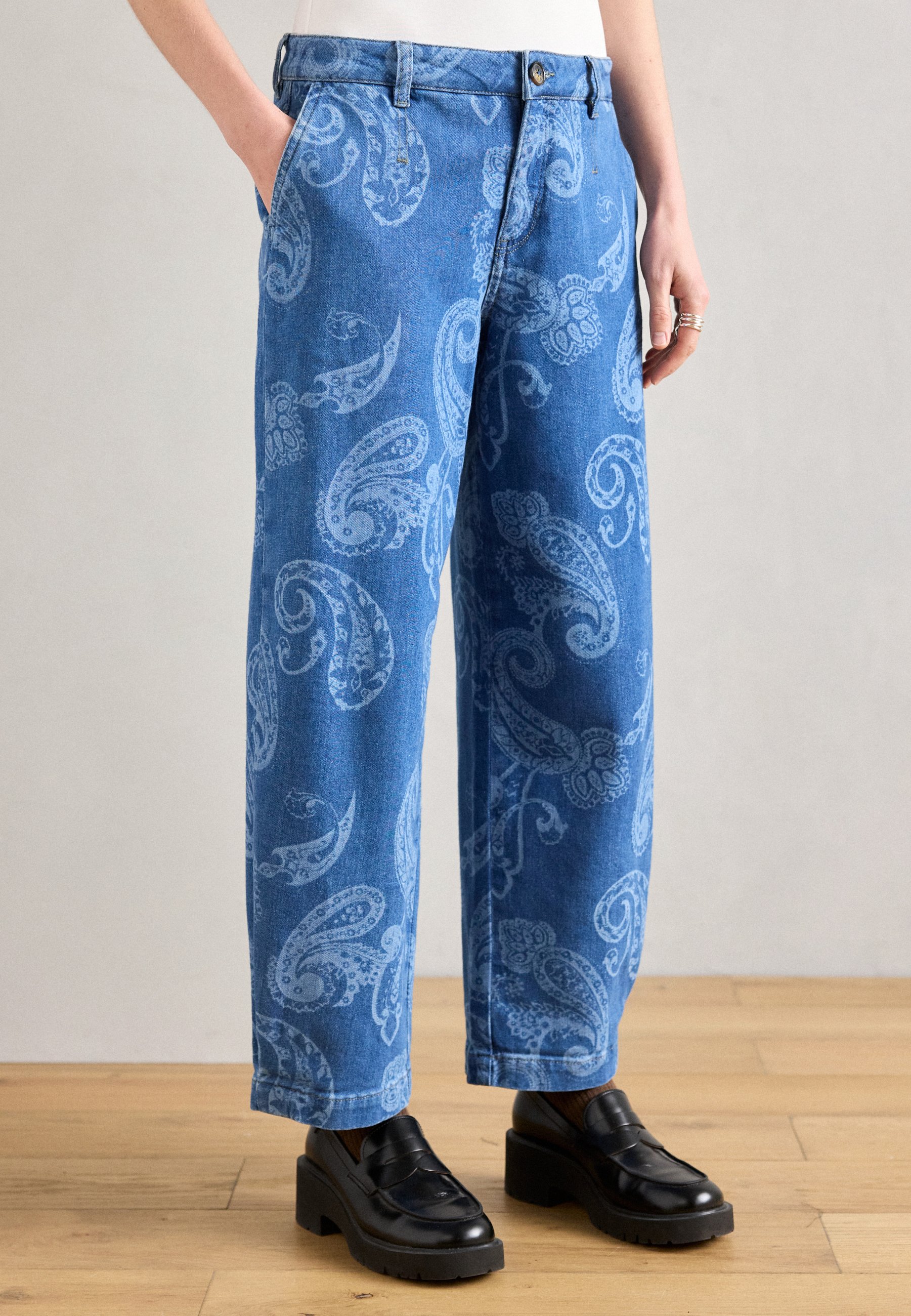 Mos Mosh PAISLEY - Wide Leg - mid blue/blue denim - Zalando.ie
