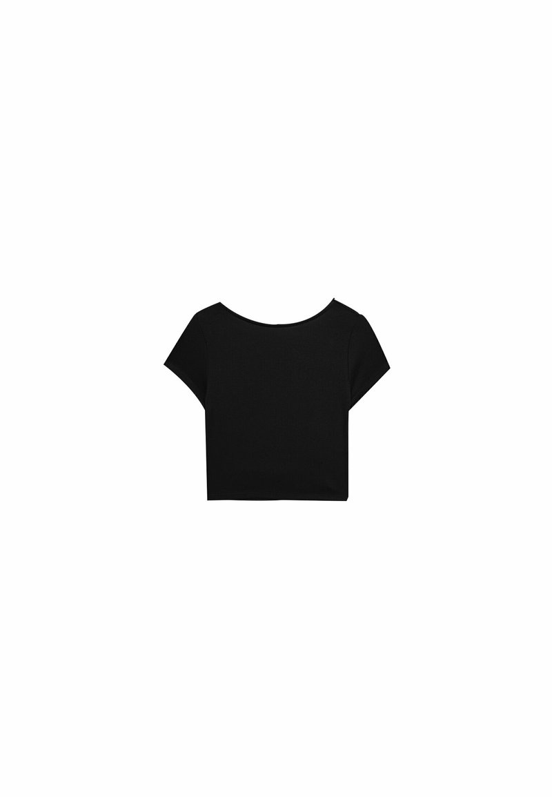 Stradivarius T-shirt basic zwart-metallic