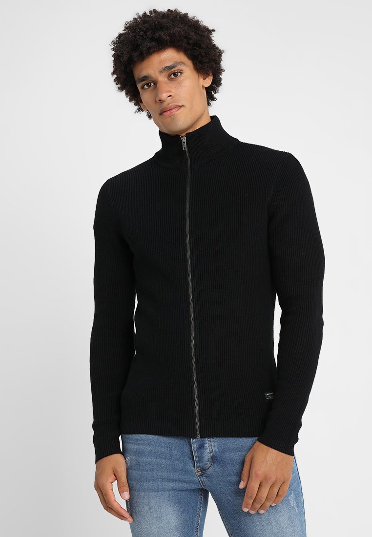 Jack And Jones Jjeribbed Knit Noos Cardigan Black Zalando De