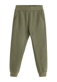 Olivenfarvede sweatpants lavet af blødt stof, med elastisk talje, to sidelommer og stramme manchetter ved anklerne.