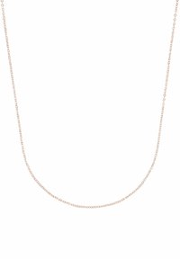 Rosaguldhalsband med en delikat, tunn kedja med jämnt fördelade länkar som har en slät och glänsande yta.