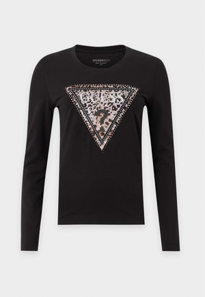 Guess, SAVANNA LEOPARD TRIANGLE - T-shirt à manches longues - jet black