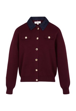 Morgan, MORGAN MORGAN SHORT CARDIGAN WITH LAPEL COLLAR - Cardigan - prune