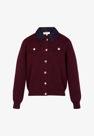 Morgan, MORGAN MORGAN SHORT CARDIGAN WITH LAPEL COLLAR - Cardigan - prune