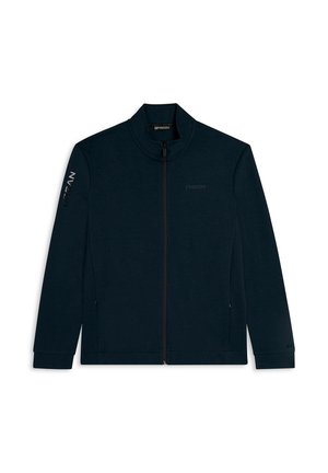CON COLLO ALTO E DETTAGLI EFFETTO LUCIDO - Sweat zippé - dark blue
