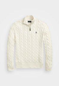CABLE-KNIT COTTON QUARTER-ZIP SWEATER - Striktrøje - andover cream