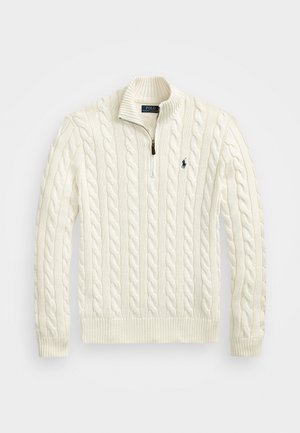 CABLE-KNIT COTTON QUARTER-ZIP JUMPER - Pulóver - andover cream