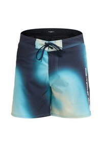 Μπόρντσορτς με διαβάθμιση χρώματος από ναυτικό μπλε σε μπλε-πράσινο, με κορδόνι στη μέση, λογότυπο στο πλάι και ελαφρύ ύφασμα.