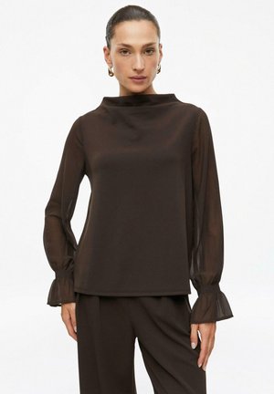 s.Oliver, T-SHIRT - Langarmshirt - dunkelbraun