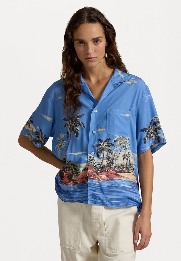 TROPICAL PRINT CAMP SHIRT - Button-down blouse