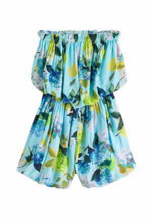 Next, REGULAR FIT - BANDEAU BUBBLE HEM PLAYSUIT - Jumpsuit - aqua blue lime floral