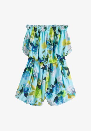 Next, REGULAR FIT - BANDEAU BUBBLE HEM PLAYSUIT - Jumpsuit - aqua blue lime floral