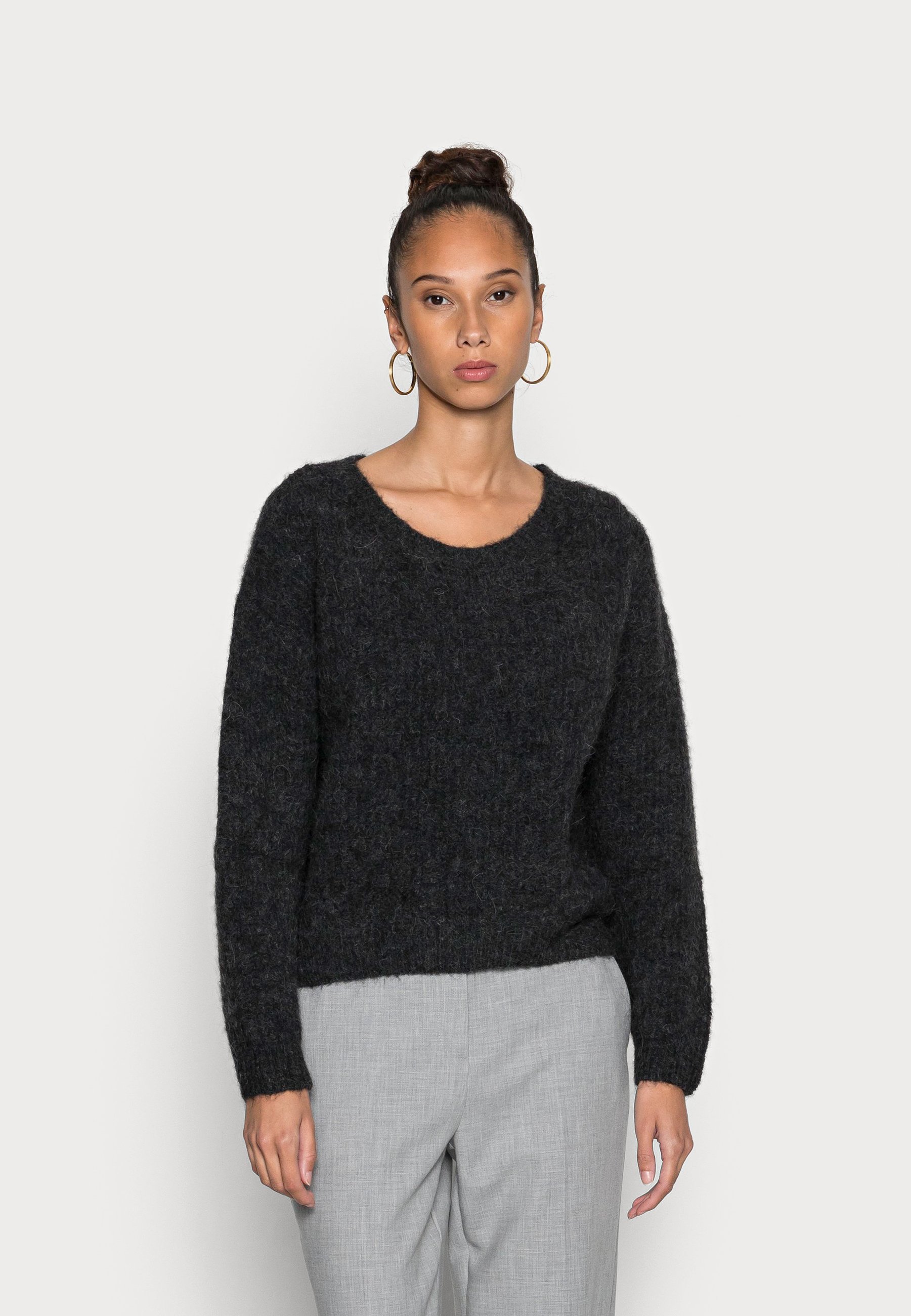 American Vintage EAST - Strickpullover - charcoal melange/schwarz 