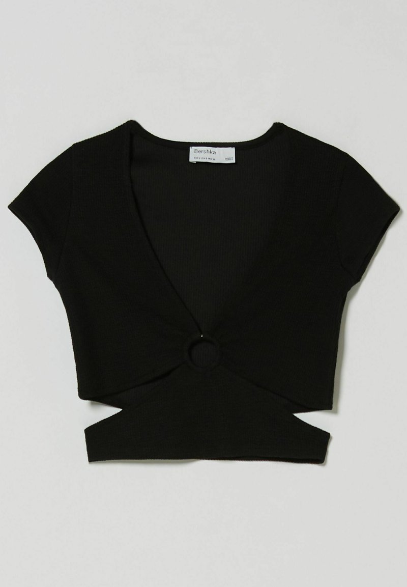 Damen T-Shirts | Bershka T-Shirt print black/schwarz - FI39869 Damen T-Shirts | Bershka T-Shirt print black/schwarz - FI39869