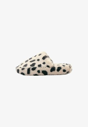 Friends Like These, FAUX FUR ANIMAL SPOT PRINT MULE SLIPPERS - Slippers - cream