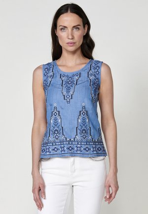 ETHNIC EMBROIDERED EFFECT - Top - azul med medium blue