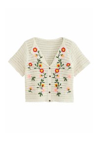 Next REGULAR FIT EMBROIDERED FLORAL BUTTON UP - Strickjacke - white ecru