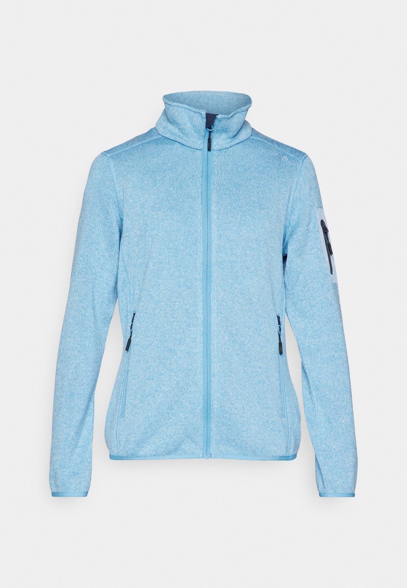 Sheego Damen Fleecejacke In Nachtblau Meliert - Bequeme Übergangsjacke Mit Stehkragen