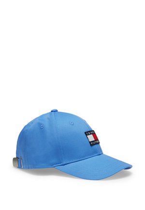 Hellblaue Baseballkappe mit verstellbarem Riemen und Tommy Hilfiger Logo-Aufnäher vorne.