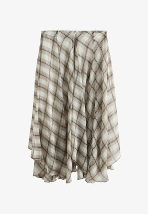 Next, REGULAR FIT - GODET MIDI SKIRT . - A-Linien-Rock - neutral brown check