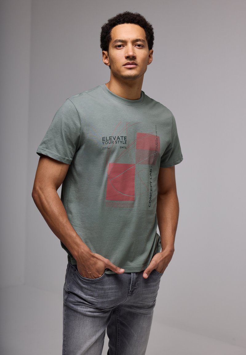 Street One MEN Triko s potiskem - grün