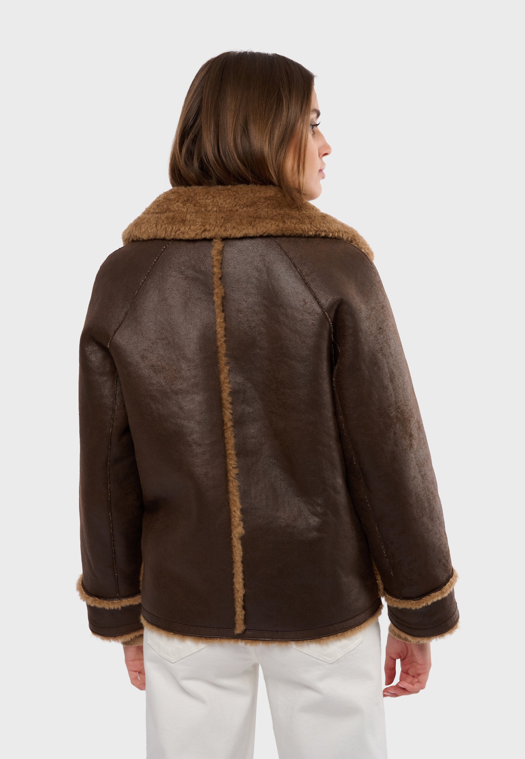 Oakwood EDWIN - Faux leather jacket - dark brown - Zalando