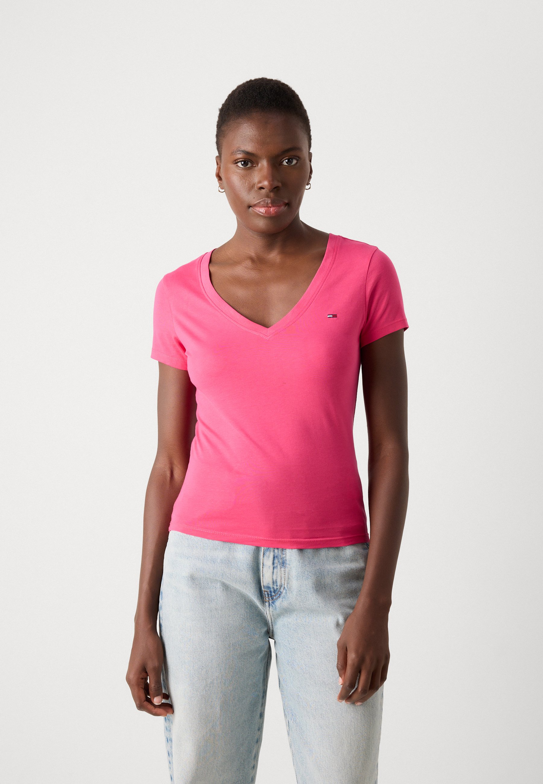 売れ筋商品|||トミーヒルフィガー Tシャツ レディース トップス V NECK TEE 2 PACK  - Basic T-shirt - ecru / jewel pink Tommy Jeans V NECK TEE 2 PACK - T-shirt basic - ecru / jewel
