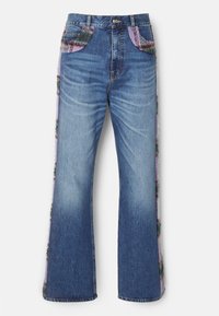 BOOTCUT PANTS WITH PLAID FUZZY DETAILS - Jeans bootcut - stonewash blue/twilight purple/green tartan