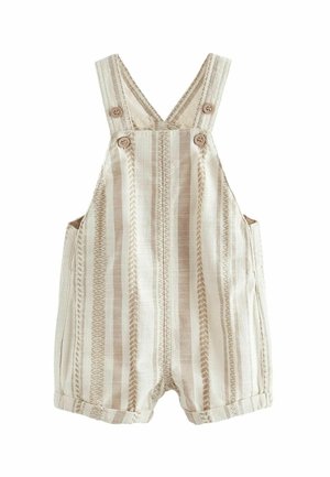 TEXTURED STRIPE - REGULAR FIT - Hängselbyxor - ecru