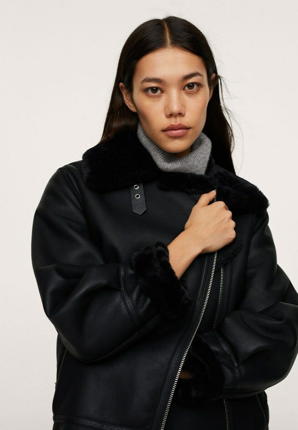 black pu leather jacket