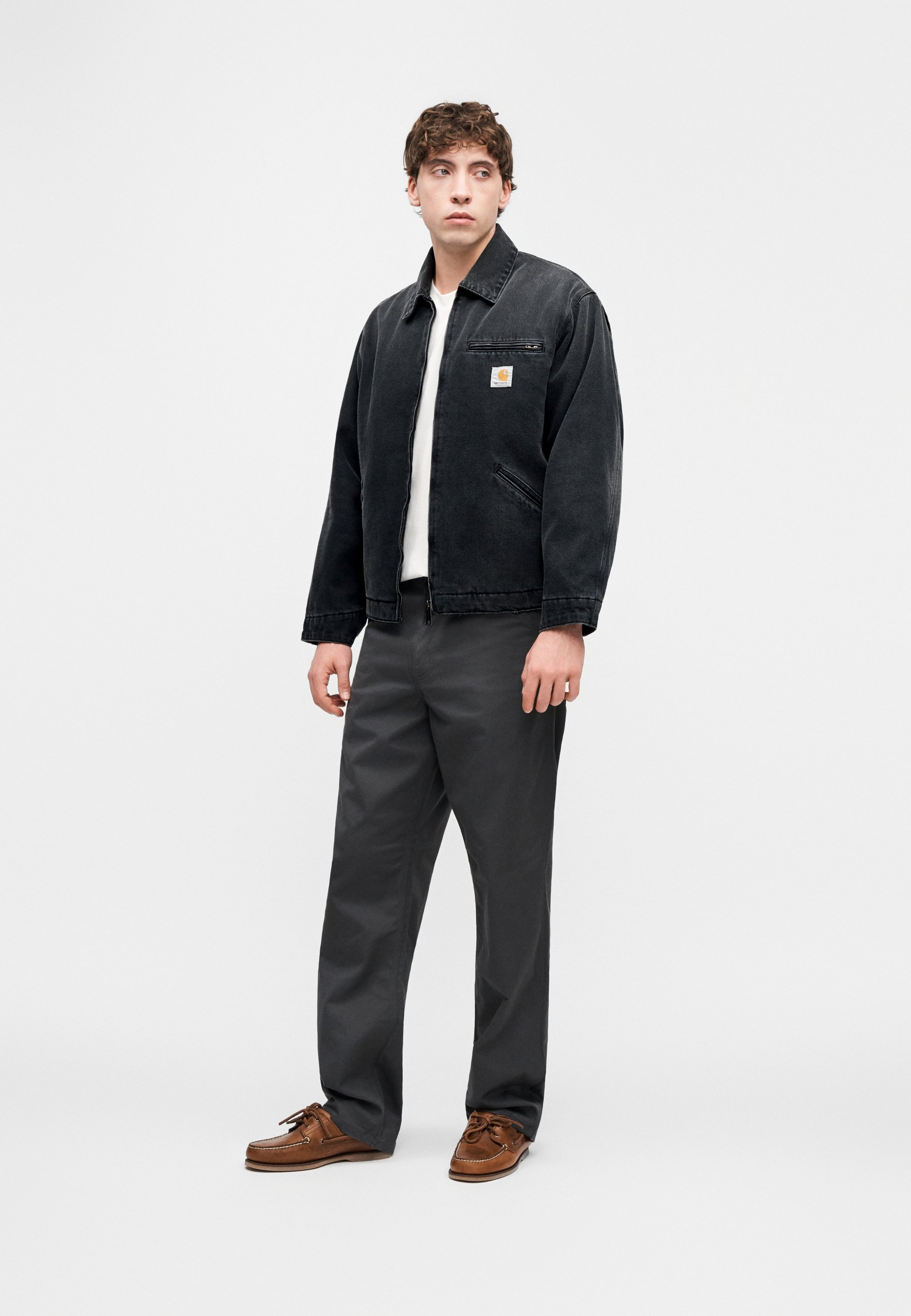 Carhartt WIP DETROIT JACKET - Casaco de ganga - black grind washed