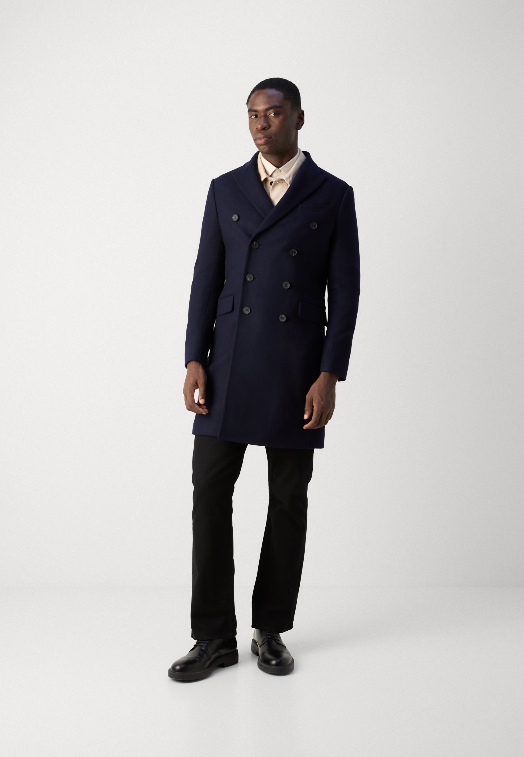 Isaac Dewhirst LONG PEA COAT - Classic coat - navy/dark blue