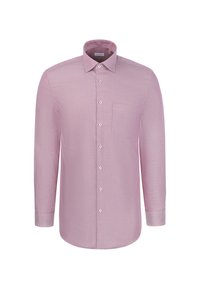 Chemise homme à manches longues en violet clair avec une poche avant et un col classique.