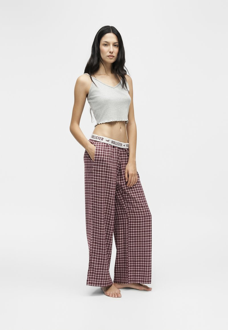 Womens Pants Red Hollister Pants Tracksuit Bottoms Hollister Tracksuit Set Womens Hollister Low Rise Baggy  Wide Leg Sweat Pants In Grey