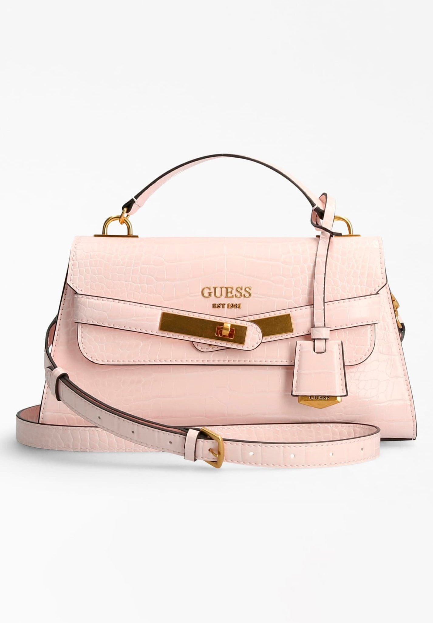 Guess ENISA KROKO PRINT Handbag puderrosa/pink