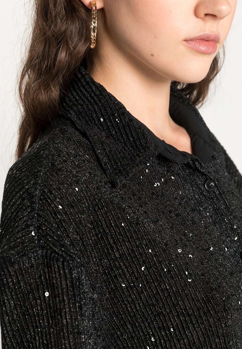 Nly By Nelly Bling Me Sequin Button Down Blouse Black Zalando Co Uk