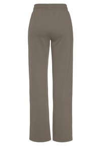 Graue Baumwoll-Sweatpants mit einem entspannten Schnitt, schmal zulaufenden Beinen und einem elastischen Bund. Sie haben eine glatte Textur und keine sichtbaren Muster.