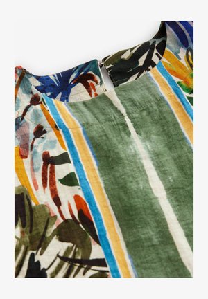 Next, PETITE FIT - TEXTURED BOXY - Bluza - green abstract border palm print