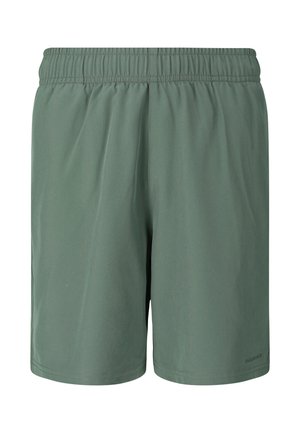 Grønne atletiske shorts med elastik i taljen, enkel design og teksten "ENDURANCE" nær kanten på højre ben.