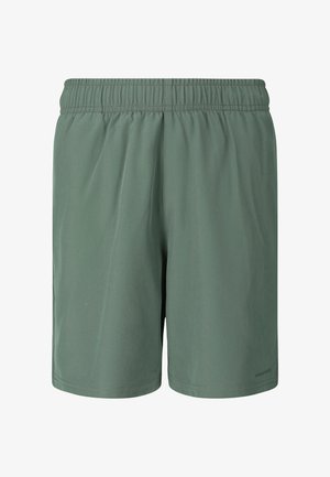 Grønne atletiske shorts med elastik i taljen, enkel design og teksten "ENDURANCE" nær kanten på højre ben.