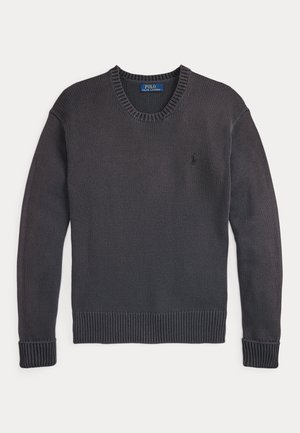 GARMENT DYED COTTON SWEATER - Stickad tröja - black