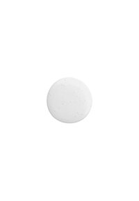 Rund, platt produkt i vitt, slät yta med subtil struktur och små bubblor, vilket skapar ett minimalistiskt och enhetligt utseende.