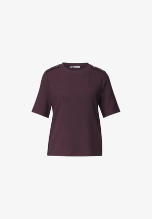 Street One, ROUND-NECK T-SHIRT WITH BUTTON DETAILS - Camiseta básica - rustic rouge