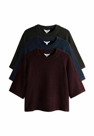REGULAR FIT - 3 PACK CREW NECK  - Strickpullover - navy blue chocolate brown burgundy red